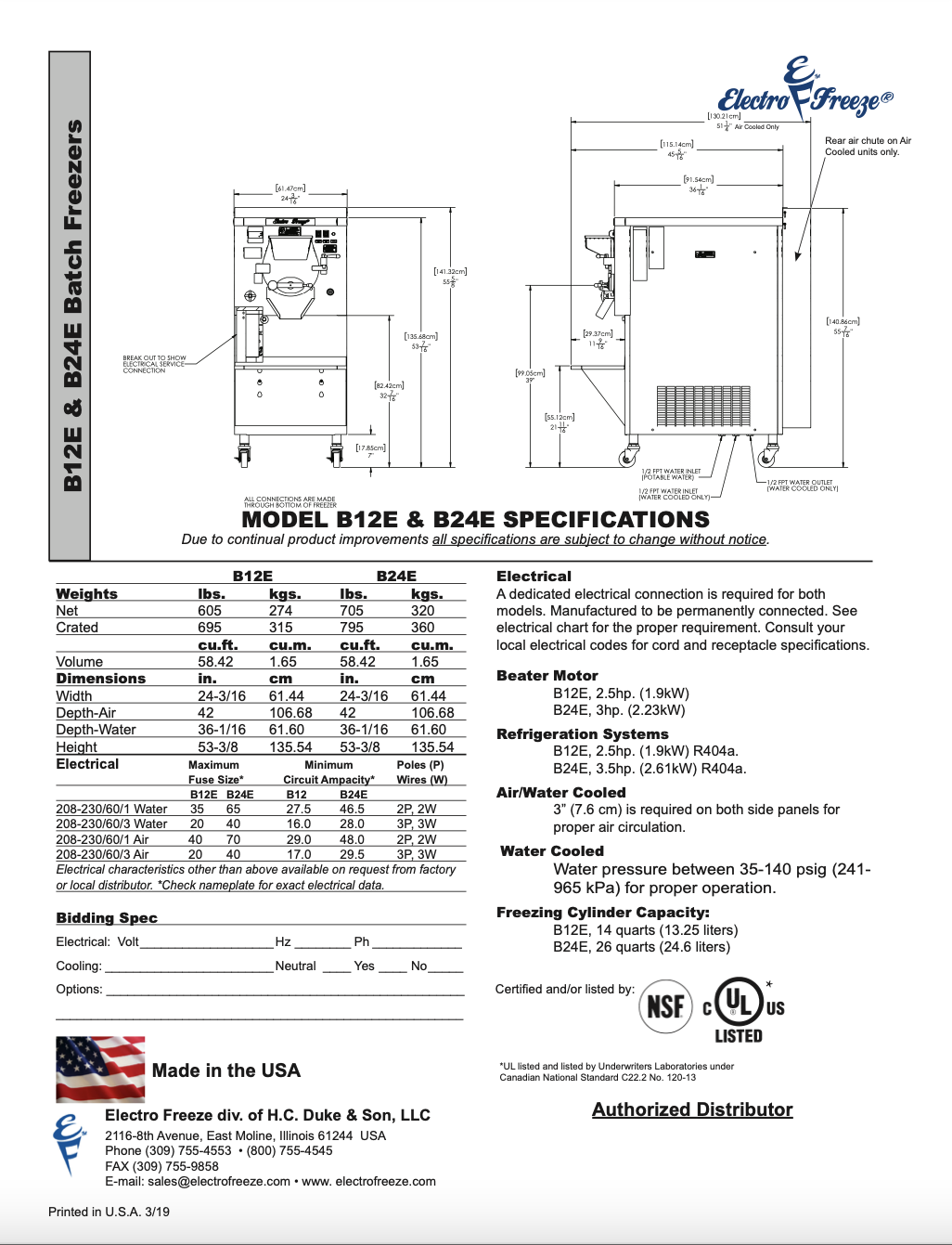 B24E 26 Quart High Capacity Batch Freezer