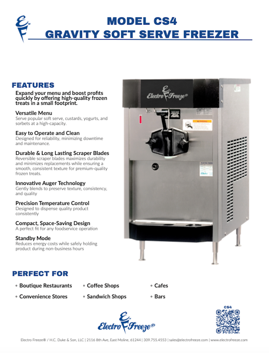 CS4 Gravity-Fed Countertop Single-Flavor Soft Serve Freezer